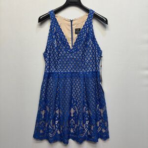 NWT Adrianna Papell Women Sleeveless Lace Fit & Flare Dress Size 16 Blue D094 22